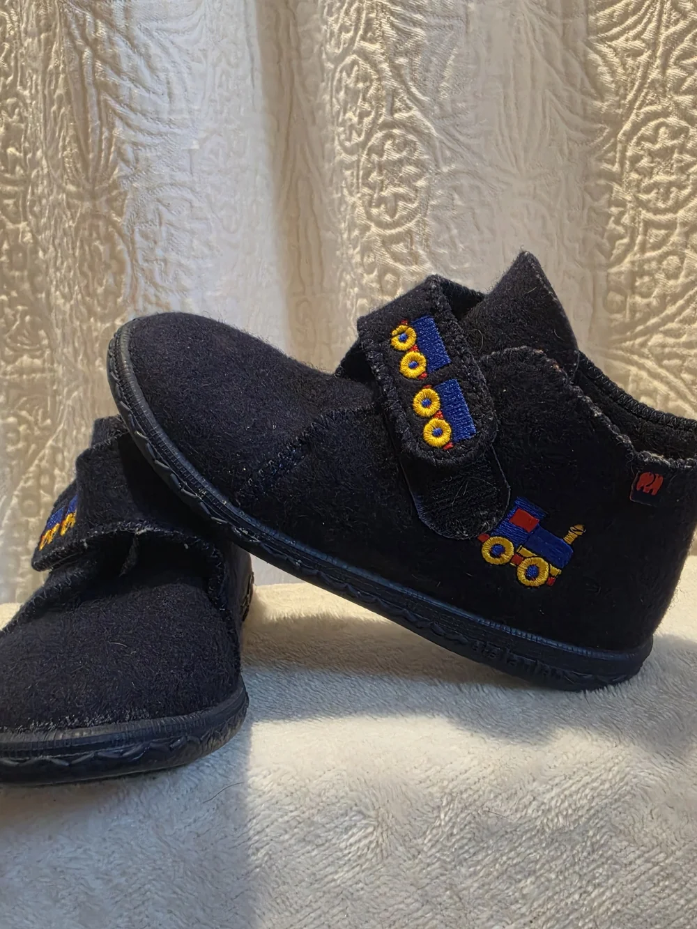Elefanten Vintage Navy Blue Wool Boots Train Motif Toddler Size 11 Outdoor